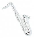 Saxophon-Pin, versilbert oder vergoldet - Ausführung: versilbert