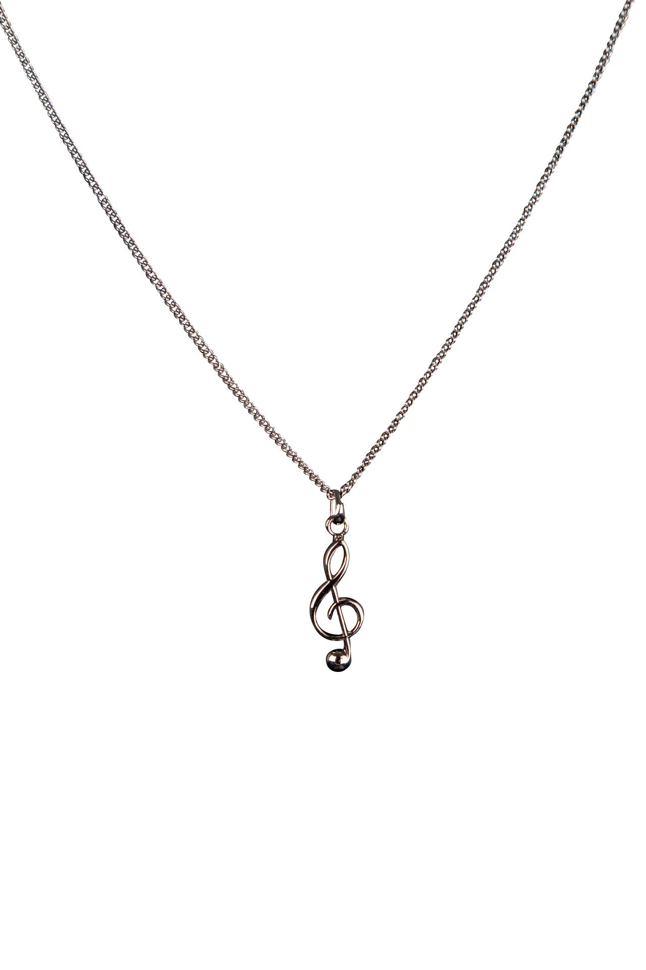 Anhänger Violinschlüssel, mit Kette, versilbert Anhänger Violinschlüssel, mit Kette, versilbert