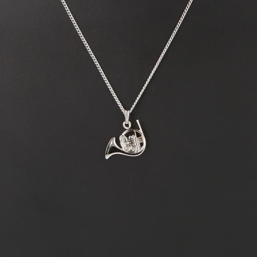 Horn-Anh�nger, mit Kette, versilbert oder vergoldet - Ausf�hrung: versilbert