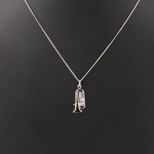 Tuba-Anh�nger, mit Kette, versilbert oder vergoldet - Ausf�hrung: versilbert