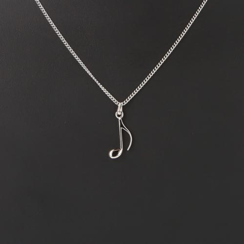 Achtelnote-Anh�nger, mit Kette, versilbert oder vergoldet, Note - Ausf�hrung: versilbert