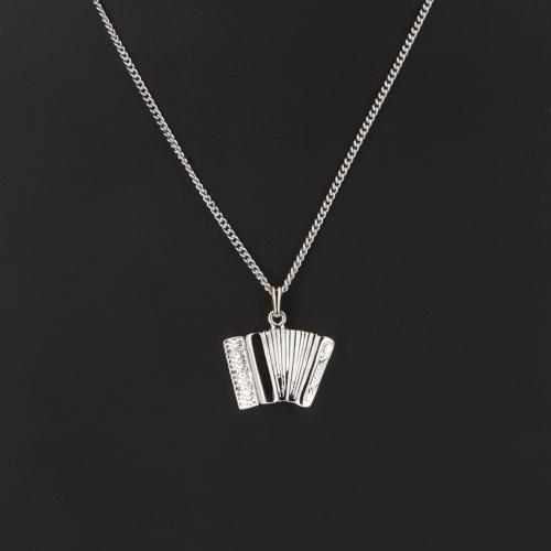 Akkordeon-Anh�nger, mit Kette, versilbert oder vergoldet - Ausf�hrung: versilbert 