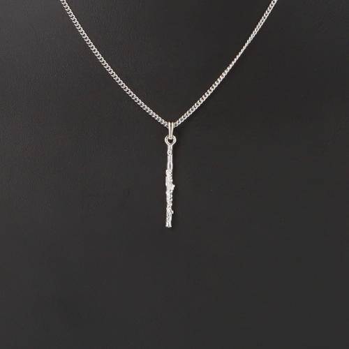 Querflte-Anhnger, mit Kette, versilbert 