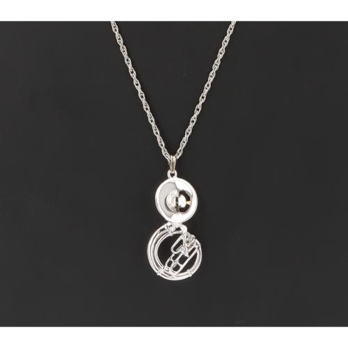 Sousaphon-Anh�nger, mit Kette, versilbert oder vergoldet - Ausf�hrung: versilbert