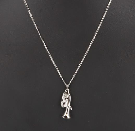 Anh�nger Tuba, mit Kette, versilbert oder vergoldet, Blasmusik - Ausf�hrung: versilbert