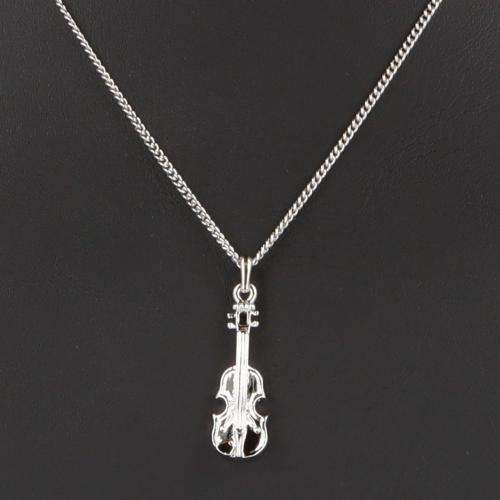 Violine-Anhnger, mit Kette, versilbert oder vergoldet, Geige - Ausfhrung: versilbert
