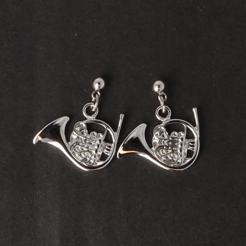 Horn-Ohrh�nger, versilbert oder vergoldet - Ausf�hrung: versilbert