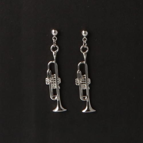 Trompete-Ohrh�nger, versilbert oder vergoldet, Blasmusik - Ausf�hrung: versilbert