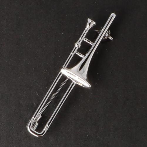 Instrumenten-Brosche, verschiedene Ausf�hrungen, versilbert - Design: Posaune 