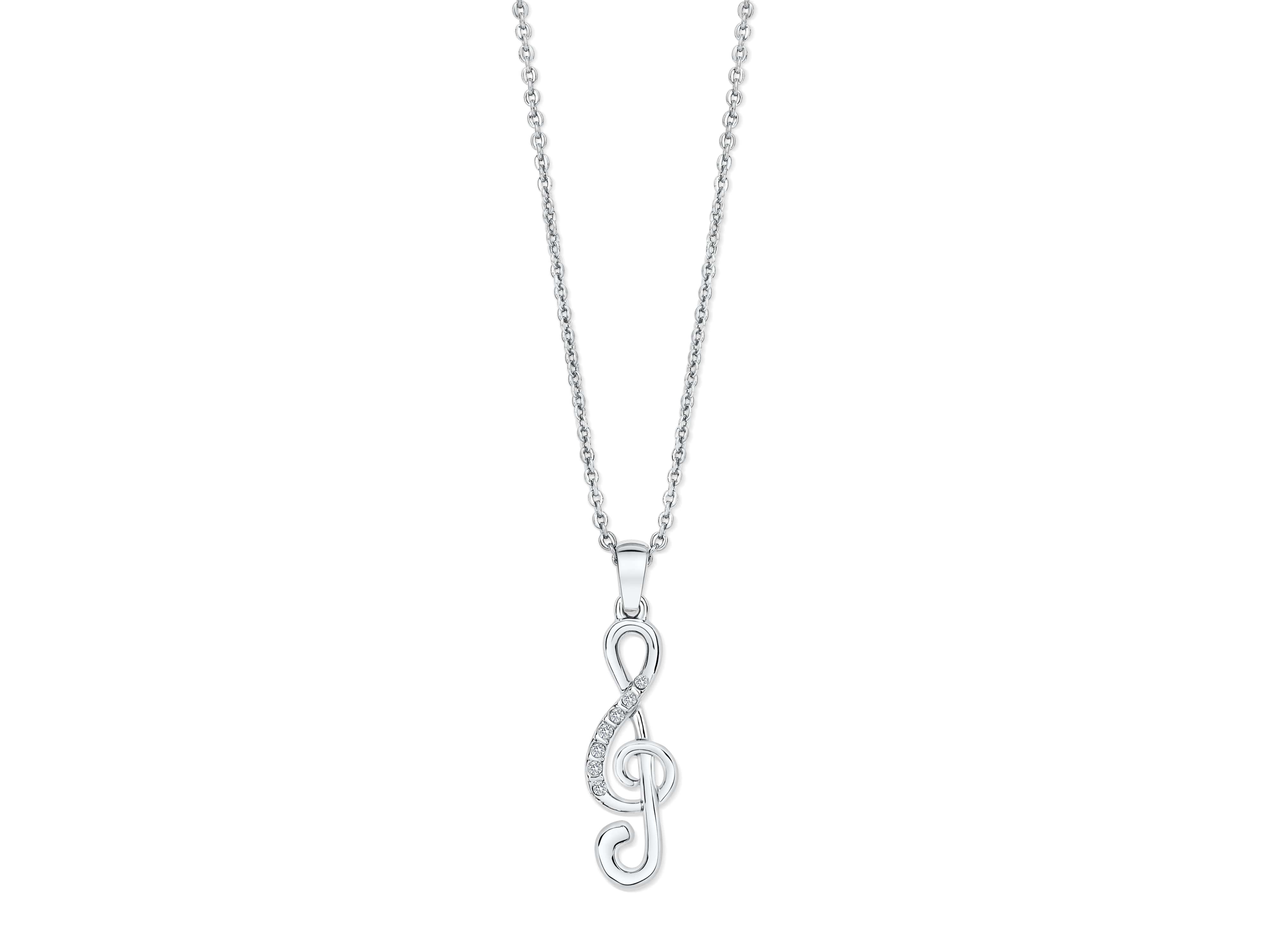 Anhänger Violinschlüssel mit ausgewählten europäischen Kristallen (mit Kette) Anhänger Violinschlüssel mit ausgewählten europäischen Kristallen (mit Kette)
