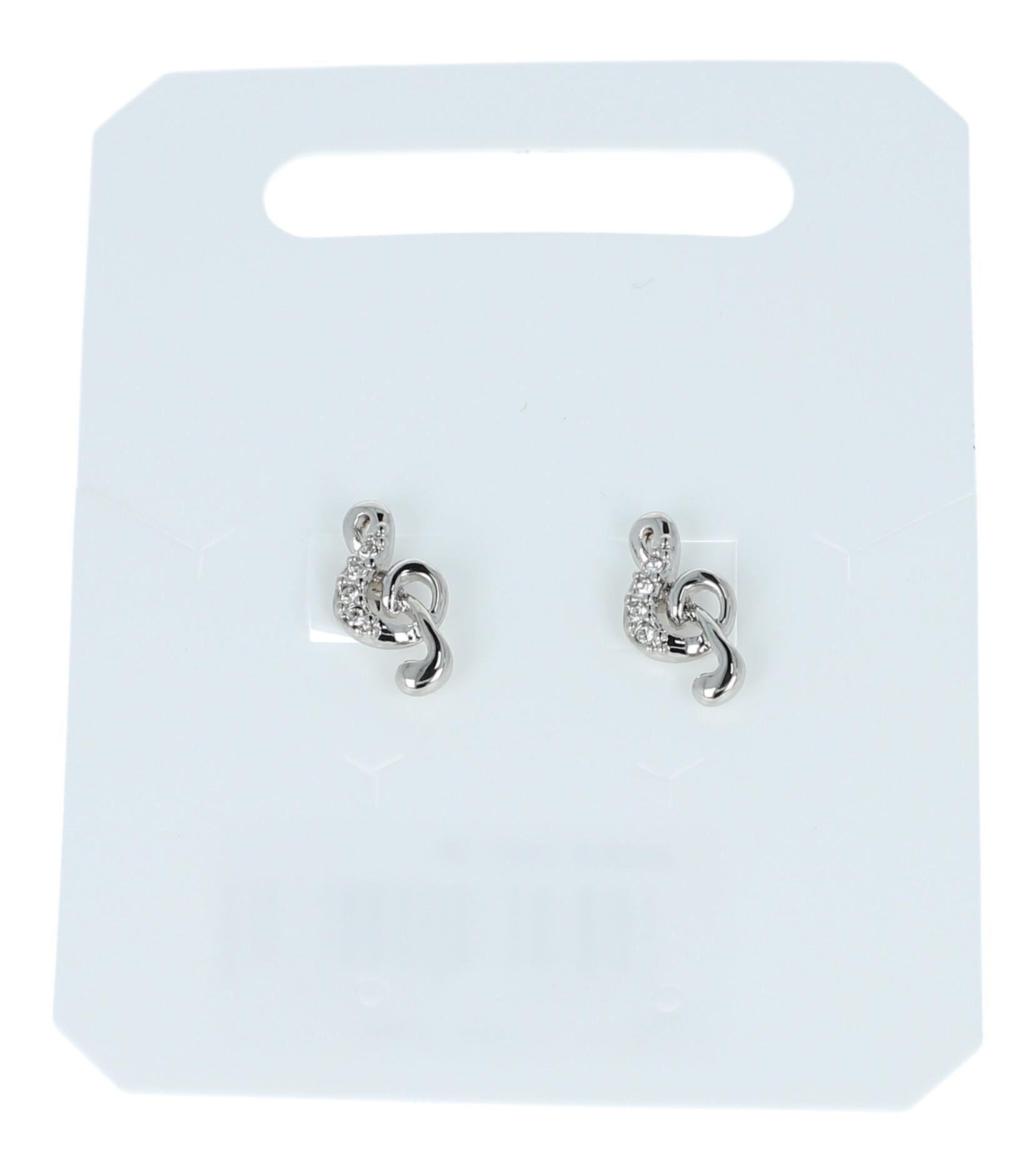 Silberfarbener Modeschmuck, Ohrstecker, Violinschlüssel Silberfarbener Modeschmuck, Ohrstecker, Violinschlüssel