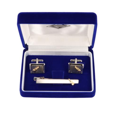 Set Krawattennadel und Manschettenknpfe  Violine in Geschenkbox, Farbe silber, Violine Farbe gold 