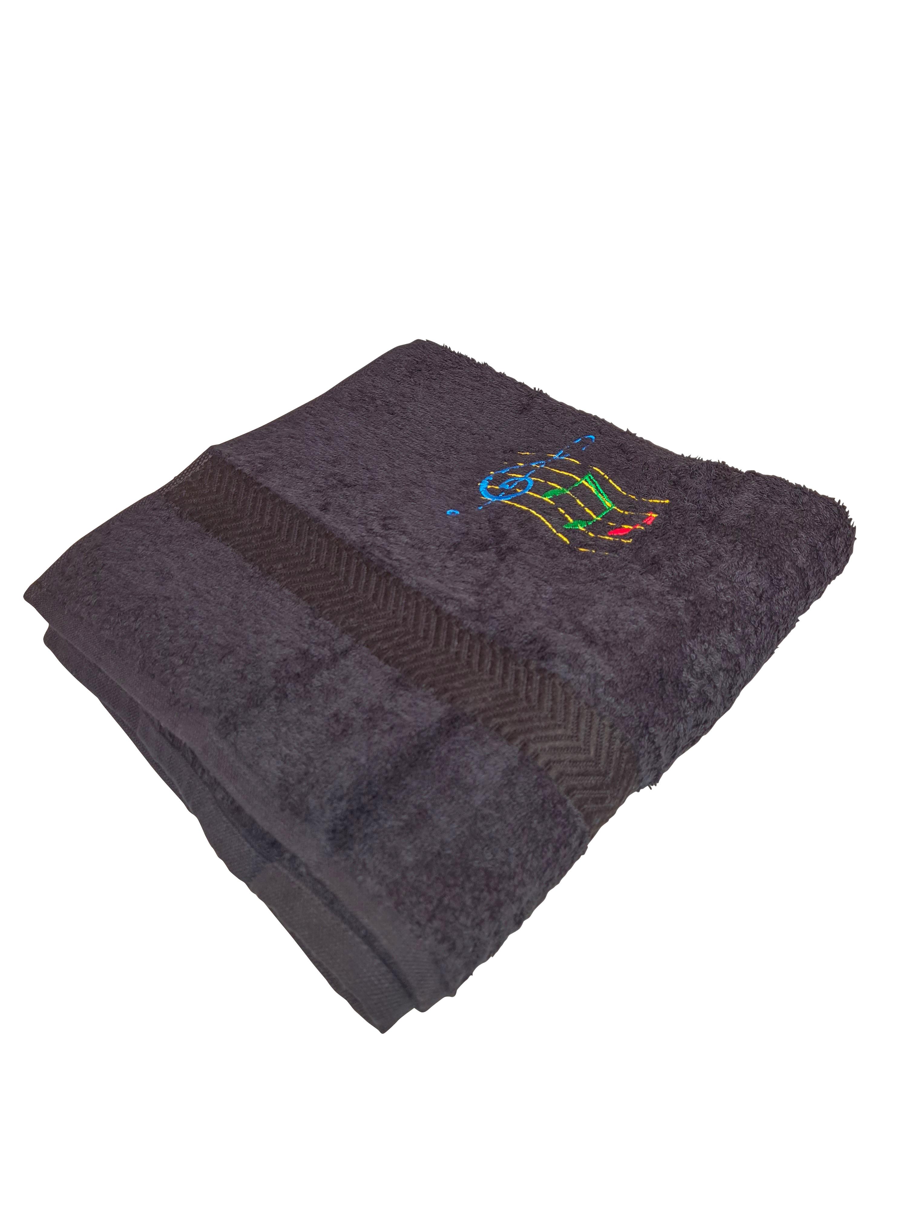 Handtuch schwarz / bunt gestickt Handtuch schwarz / bunt gestickt