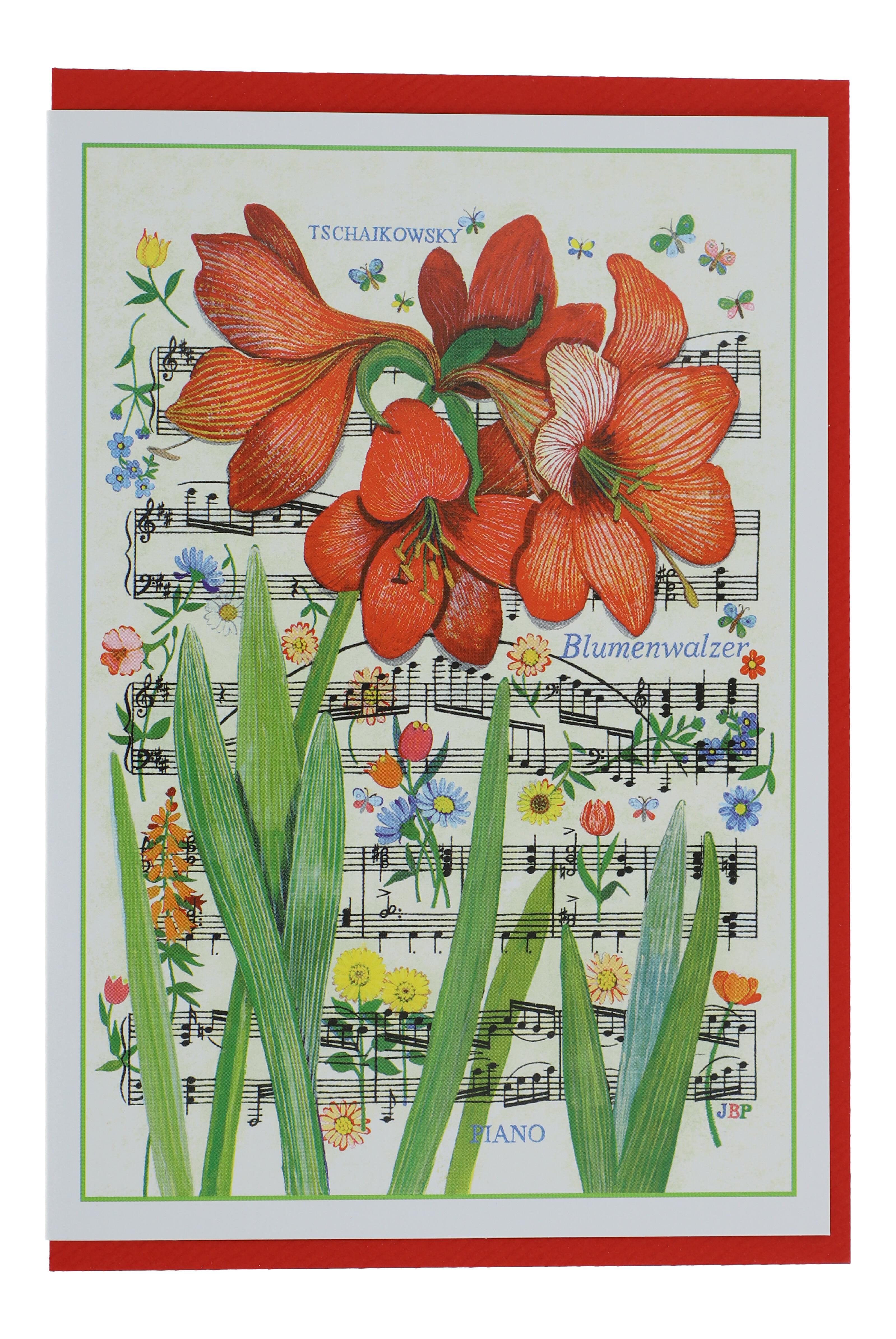 Doppelkarte, Blumenwalzer Doppelkarte, Blumenwalzer
