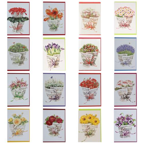 Doppelkarte, Notenstrau�, verschiedene Blumen