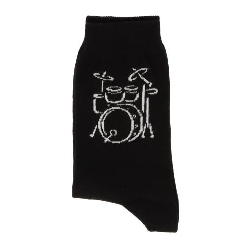 Socken mit eingewebtem wei�em Schlagzeug, Musik-Socken - Gr��e: 43/45