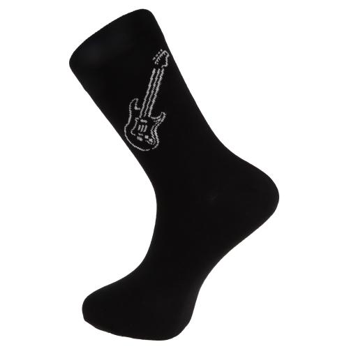 Socken mit eingewebter weier E-Gitarre, Musik-Socken