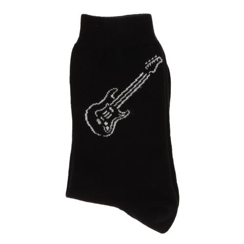 Socken mit eingewebter wei�er E-Gitarre, Musik-Socken - Gr��e: 43/45