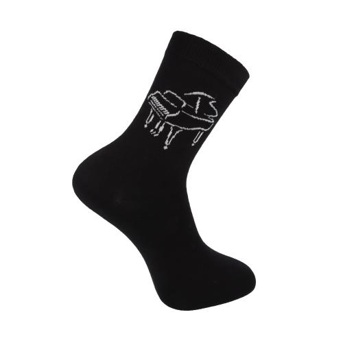 Socken mit eingewebtem wei�em Piano, Musik-Socken - Gr��e: 43/45