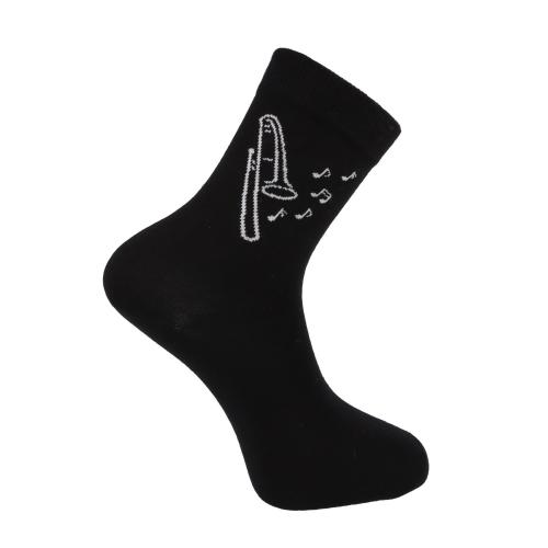 Socken mit eingewebter weier Posaune, Musik-Socken - Gre: 43/45