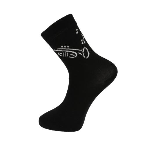 Socken mit eingewebter weier Trompete, Musik-Socken