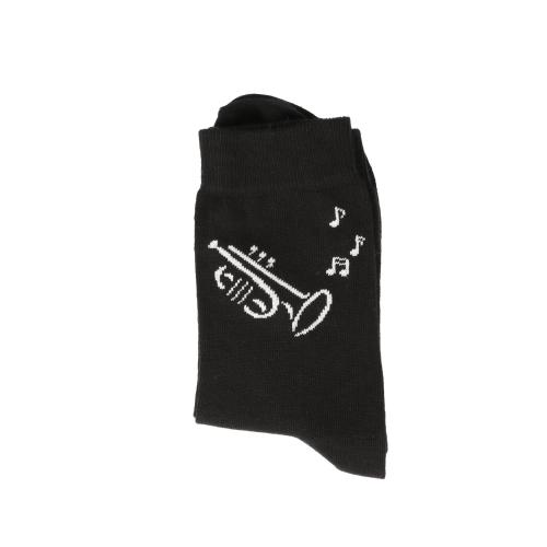 Socken mit eingewebter wei�er Trompete, Musik-Socken - Gr��e: 35/38