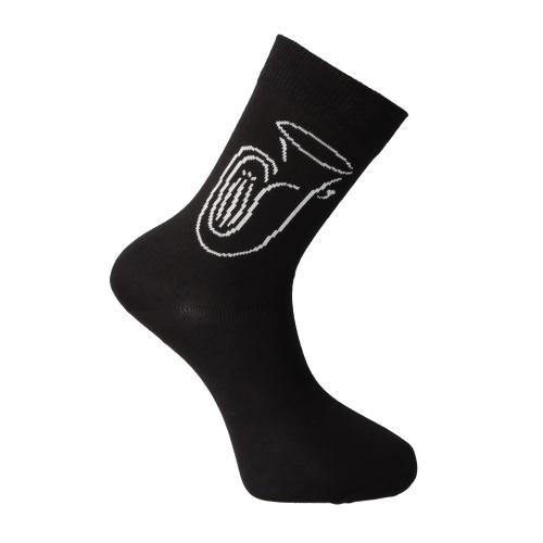 Socken mit eingewebter wei�er Tuba, Musik-Socken - Gr��e: 46/48