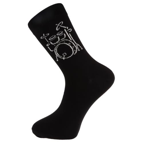 Socken mit eingewebtem weiem Schlagzeug, Musik-Socken