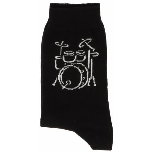 Socken mit eingewebtem wei�em Schlagzeug, Musik-Socken - Gr��e: 39/42
