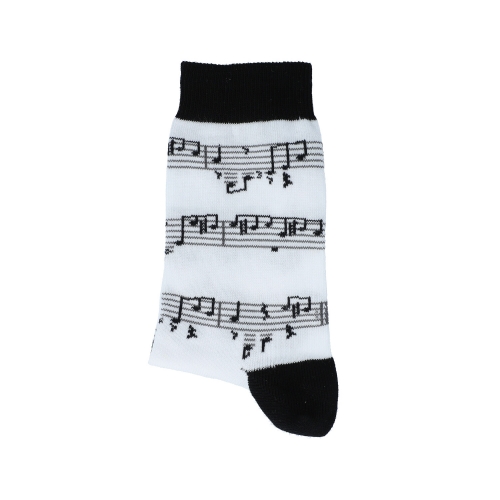 Socken mit schwarzer Notenlinie, Grundfarbe wei, Noten, Musik-Socken - Gre: 31/34
