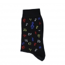 schwarze Socken mit bunten Noten - Größe: 35/38