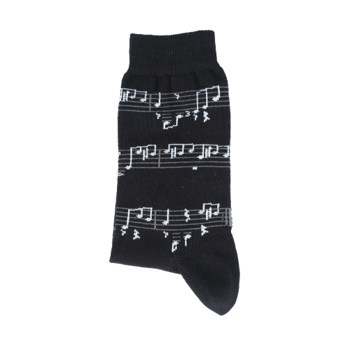 Socken mit weißen Notenlinien, Noten, Musik-Socken - Größe: 39/42