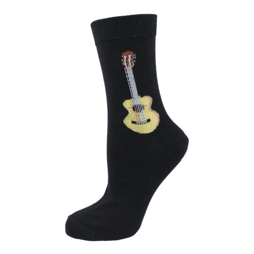 Socken mit eingewebter Konzertgitarre, Gitarre in beige-braun, Musik-Socken