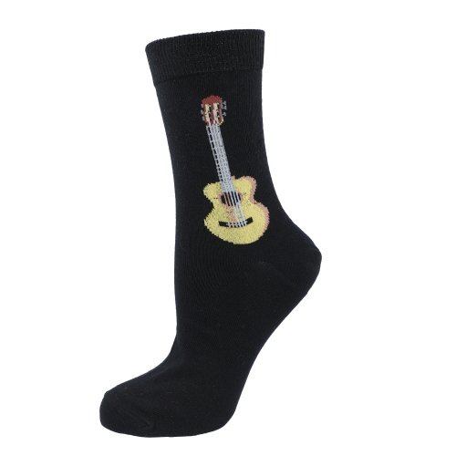 Socken mit eingewebter Konzertgitarre, Gitarre in beige-braun, Musik-Socken - Gr��e: 43/45