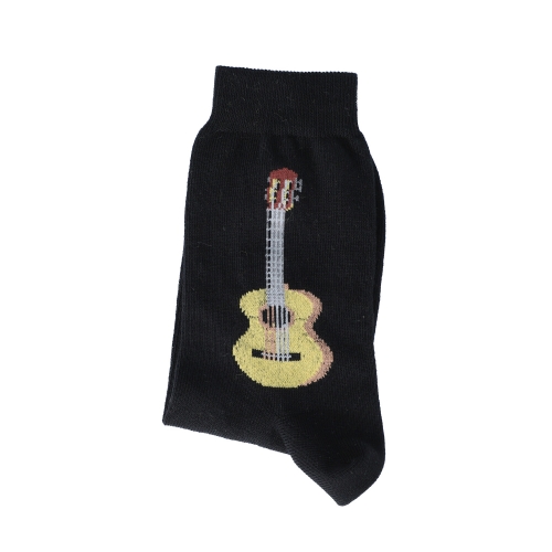 Socken mit eingewebter Konzertgitarre, Gitarre in beige-braun, Musik-Socken - Gr��e: 46/48
