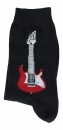 E-Gitarre-Socken, Gitarre in rot-weißem Design, Musik-Socken