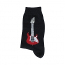 E-Gitarre-Socken, Gitarre in rot-weißem Design, Musik-Socken - Größe: 43/45