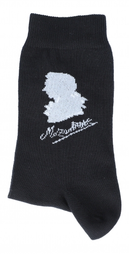 Mozart-Socken mit Silhouette und Unterschrift, Komponist, Musik-Socken