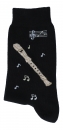 Socken mit eingewebter Blockflöte und Noten, Musik-Socken