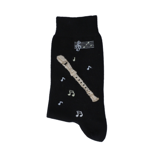Socken mit eingewebter Blockflte und Noten, Musik-Socken - Gre: 39/42