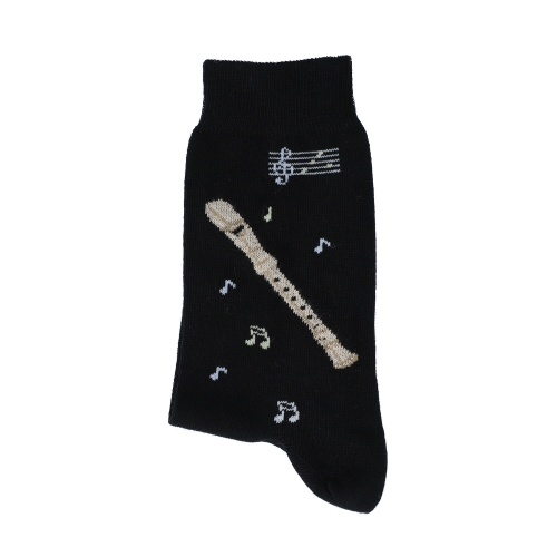 Socken mit eingewebter Blockfl�te und Noten, Musik-Socken - Gr��e: 43/45