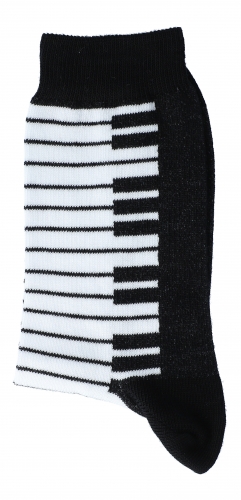 Keyboard-Socken, schwarz mit eingewebter Tastatur, Musik-Socken