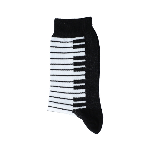 Keyboard-Socken, schwarz mit eingewebter Tastatur, Musik-Socken - Gr��e: 27/30