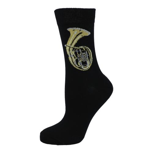 Socken mit eingewebtem Tenorhorn, Musik-Socken, Blasmusik