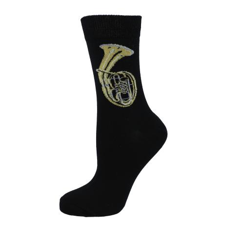 Socken mit eingewebtem Tenorhorn, Musik-Socken, Blasmusik - Gr��e: 35/38