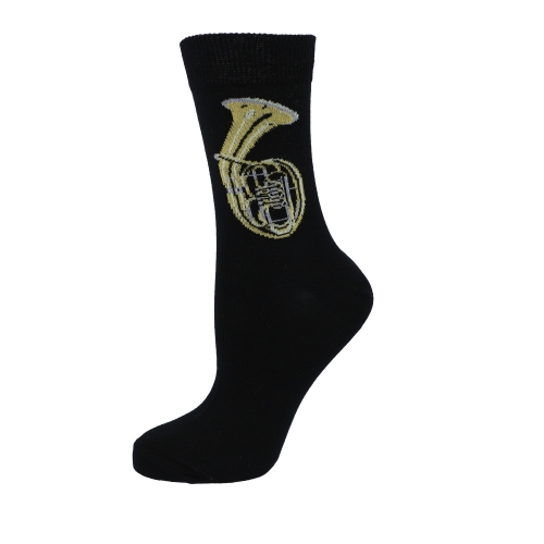 Socken mit eingewebtem Tenorhorn, Musik-Socken, Blasmusik - Gr��e: 43/45