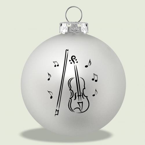 Weihnachtskugel mit Violine-Druck (einzeln), verschiedene Farben - Farbe: Silber matt